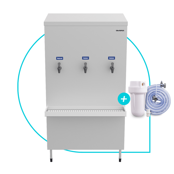 Bebedouro Industrial 100 Litros Inox Aquamax PAD100 com Filtro e Kit