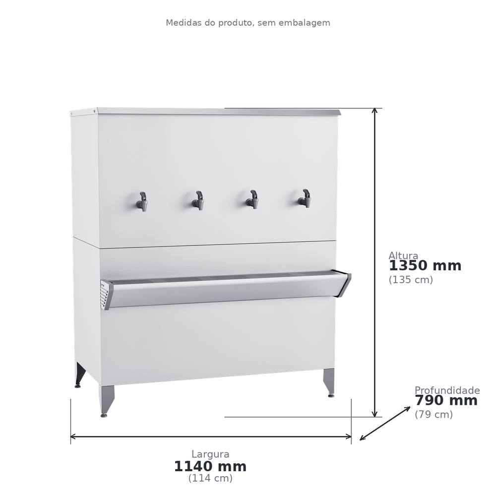 Bebedouro Industrial 200 Litros Inox Aquamax NEO200 com Filtro e Kit